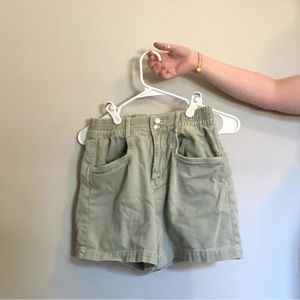 GARAGE XS Light Green Denim High Waisted Button Shorts w/ Pockets Elastic Waist